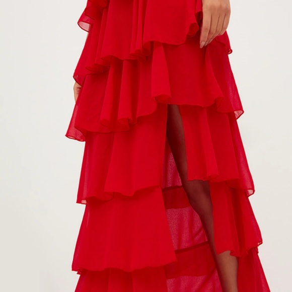 PrettyLittleThing Red Ruffle Dress NWT!! - Picture 4 of 5